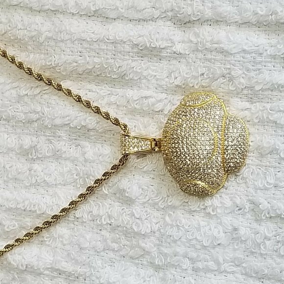 Sterling Silver 925 Flower Zirconia Gold Finishin - Picture 3 of 6